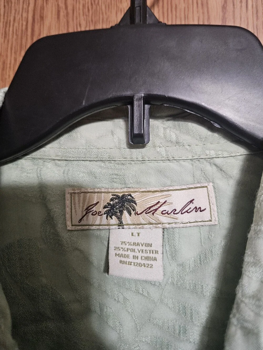 Joe Marlin Light Green Hawaiian Casual Luau Button Down Shirt Size Large Tall!